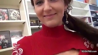 Real German Teen Gets Her First Taste Of Hardcore In A Video Store Setting