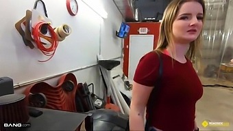 A Busty Blonde Engages In Sexual Activity With A Mechanic To Settle The Repair Costs