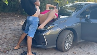 A Couple Enjoys Public Sex On A Platter, With The Guy Eating The Girl'S Pussy